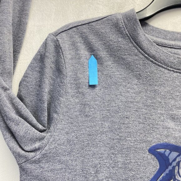 Cat & Jack Round Neck Long Sleeve T-Shirt Shark Graphic Boy's Large 12/14 Gray - Picture 2 of 16